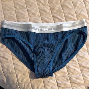 ST33LE Men’s Teal Mesh Brief with Silver Waistband